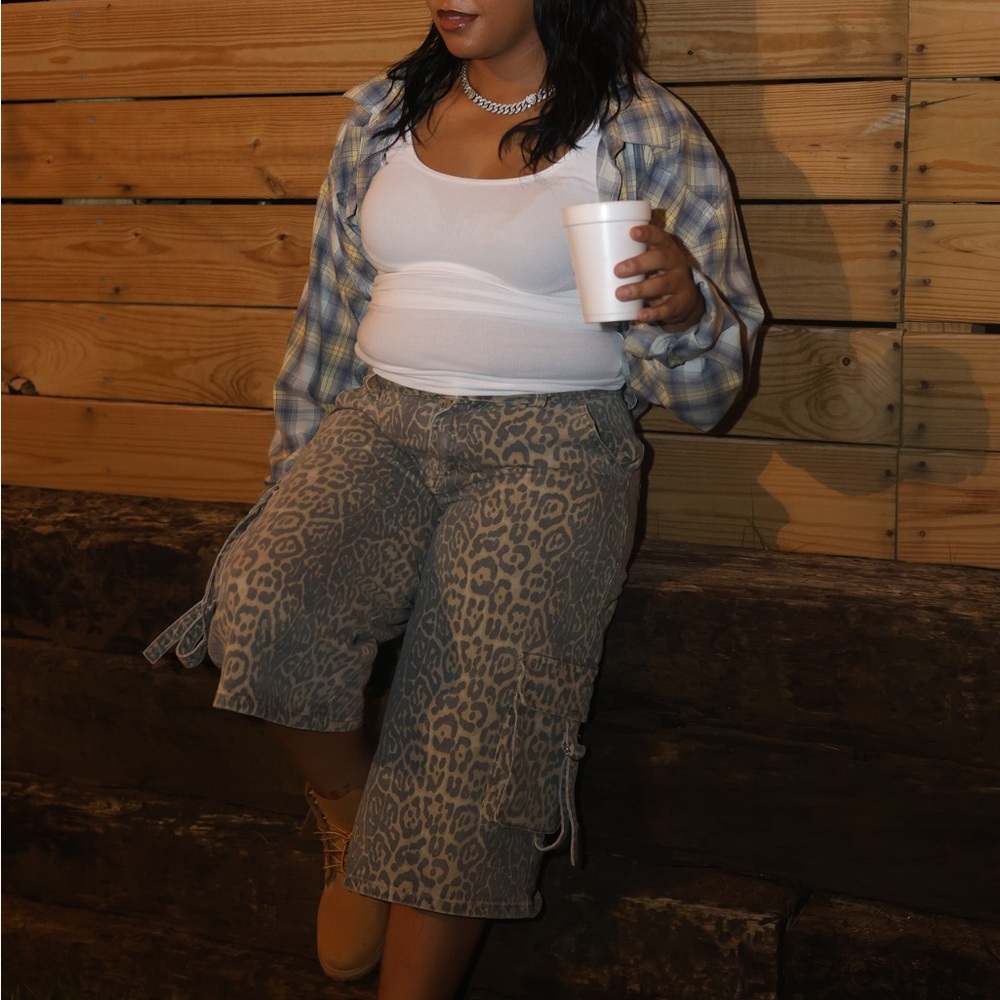 Leopard Print Cargo Shorts
